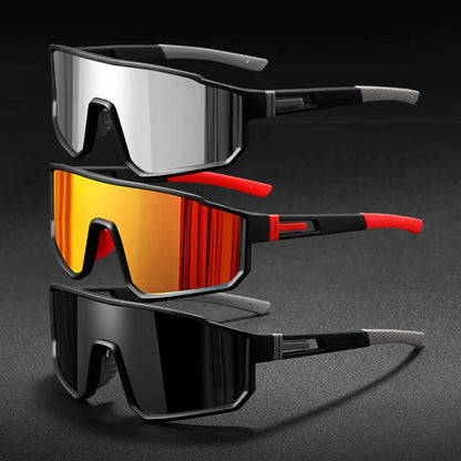 Gafas de ciclismo de gran tamaño para hombre, gafas de sol con revestimiento colorido a prueba de viento para bicicleta, deportes al aire libre, motocicleta